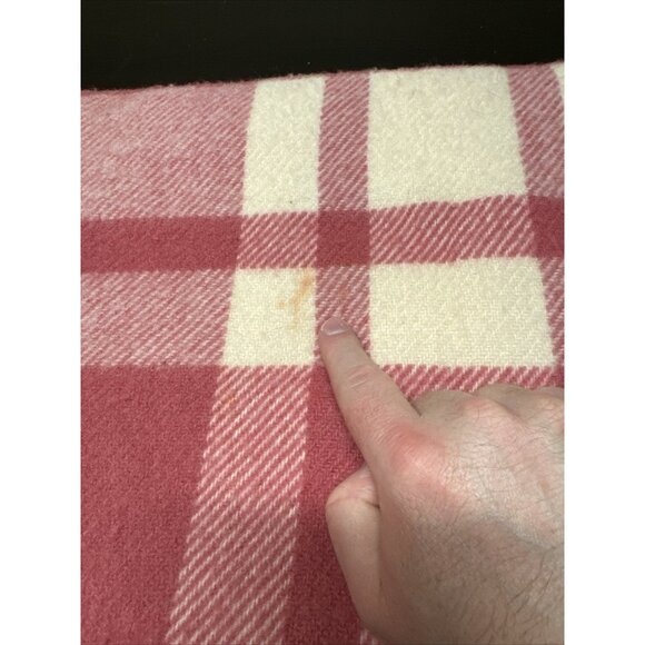 Vintage Bronte Tweeds All Wool Purple Red Pink Plaid Blanket Throw 55X65 - Picture 5 of 9